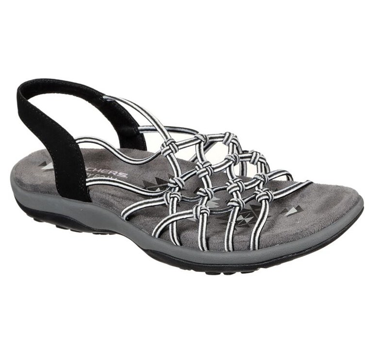 Skechers Reggae Slim - Knotty You - Womens Sandals Black/White [AU-VL5195]